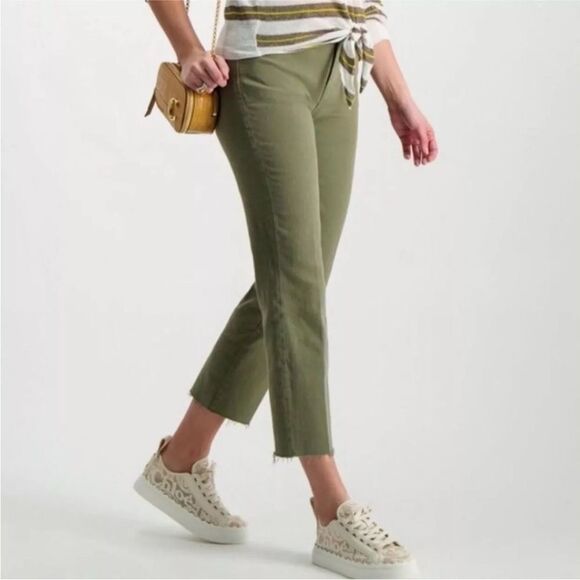L'Agence Jeans Womens 27 Mossy Green Cropped High Rise Slim Raw Hem NWT $298 - Picture 5 of 10